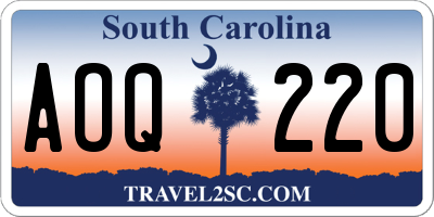 SC license plate AOQ220