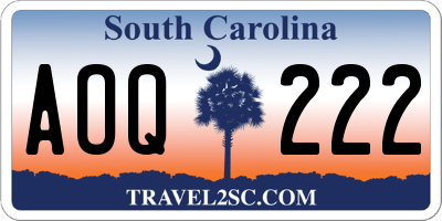 SC license plate AOQ222