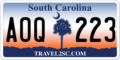 SC license plate AOQ223