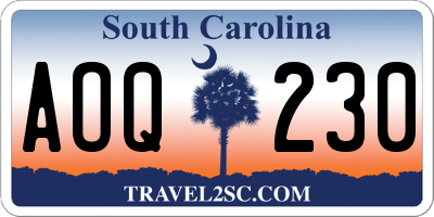 SC license plate AOQ230
