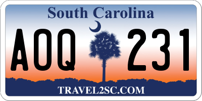 SC license plate AOQ231