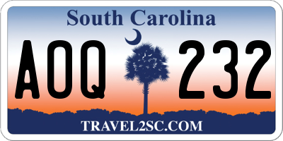 SC license plate AOQ232