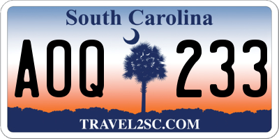 SC license plate AOQ233