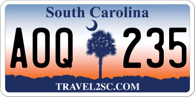 SC license plate AOQ235