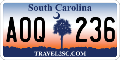 SC license plate AOQ236