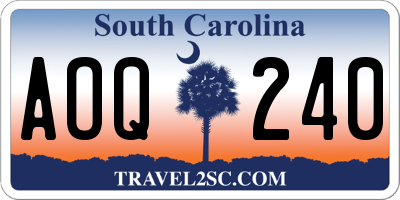 SC license plate AOQ240