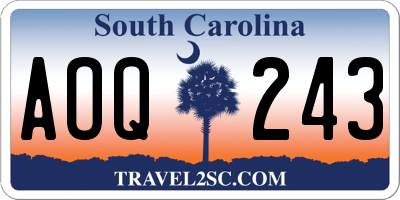 SC license plate AOQ243