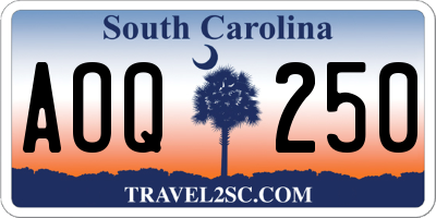 SC license plate AOQ250