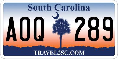 SC license plate AOQ289