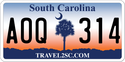 SC license plate AOQ314