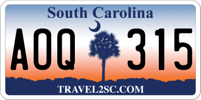 SC license plate AOQ315