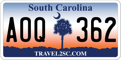 SC license plate AOQ362
