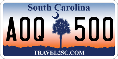 SC license plate AOQ500