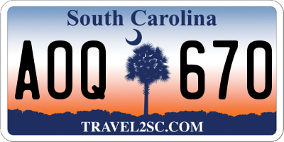 SC license plate AOQ670
