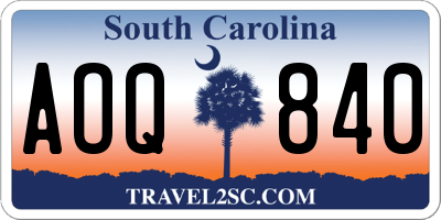 SC license plate AOQ840