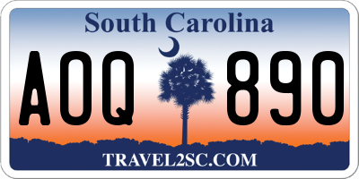 SC license plate AOQ890