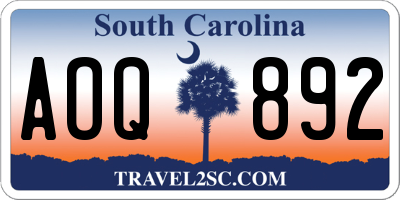 SC license plate AOQ892