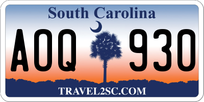 SC license plate AOQ930
