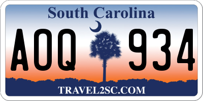 SC license plate AOQ934