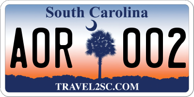 SC license plate AOR002