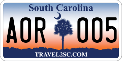 SC license plate AOR005
