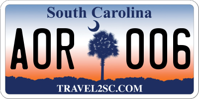 SC license plate AOR006