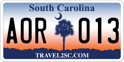 SC license plate AOR013