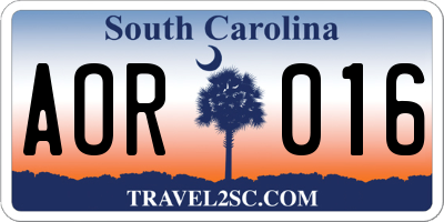 SC license plate AOR016