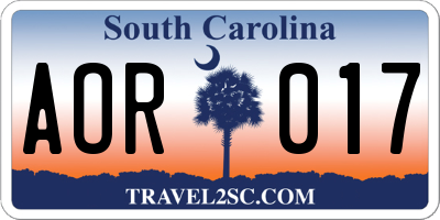 SC license plate AOR017