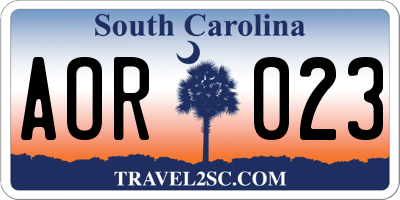 SC license plate AOR023
