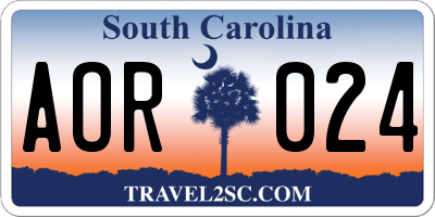 SC license plate AOR024