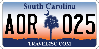 SC license plate AOR025
