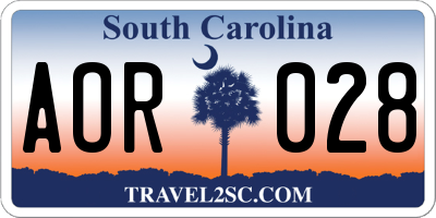 SC license plate AOR028