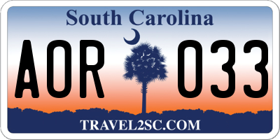 SC license plate AOR033
