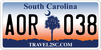 SC license plate AOR038