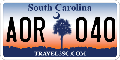 SC license plate AOR040