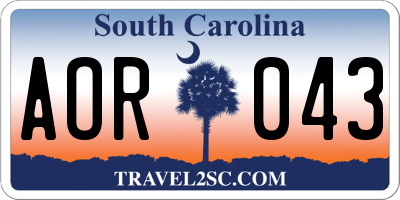 SC license plate AOR043