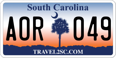 SC license plate AOR049