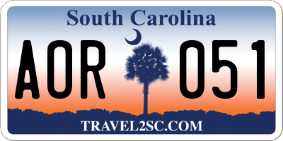 SC license plate AOR051