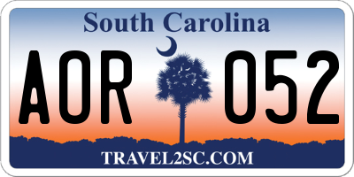 SC license plate AOR052