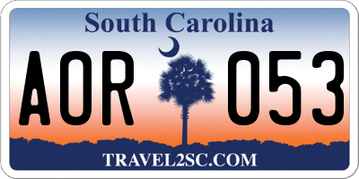 SC license plate AOR053