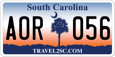 SC license plate AOR056