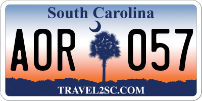 SC license plate AOR057