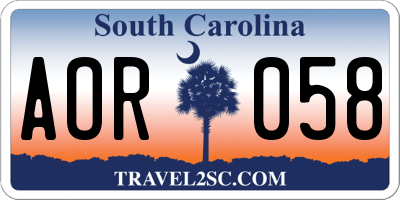 SC license plate AOR058