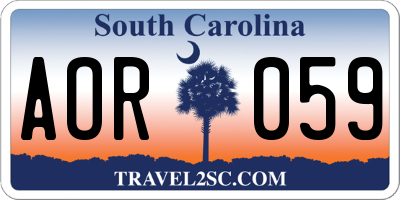 SC license plate AOR059