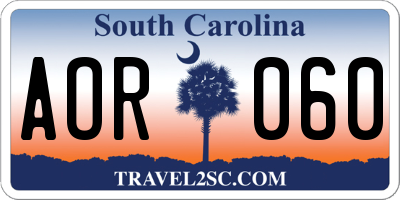 SC license plate AOR060