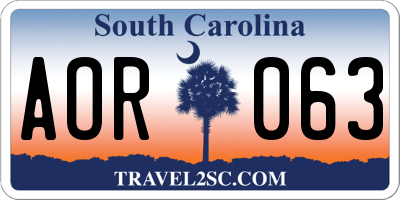 SC license plate AOR063