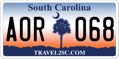 SC license plate AOR068