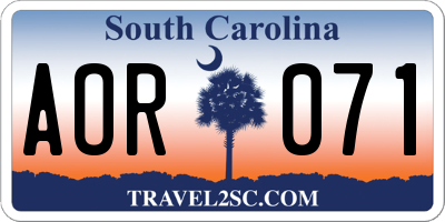 SC license plate AOR071