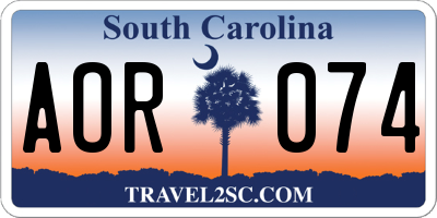 SC license plate AOR074